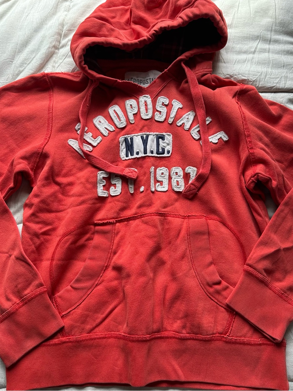 Aeropostale Red Pullover Hoodie with N.Y.C. Patch